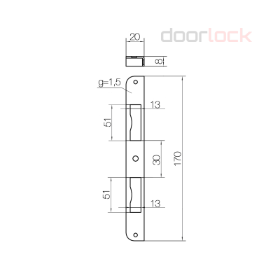 Запорная планка DOORLOCK SBK (симметричная)