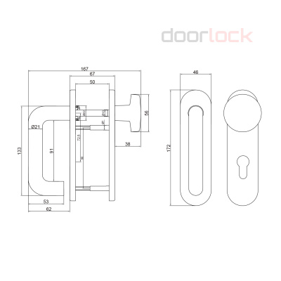 Кноб/нажимная ручка для противопожарных дверей Doorlock V S38KP-KNOB/F PZ72