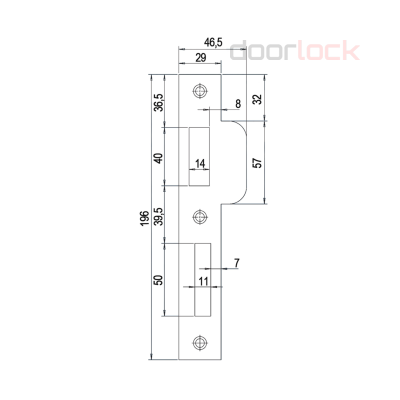 Запорная планка DOORLOCK NF.P1769.ZN (симметричная), для замков NEMEF 1769, 699