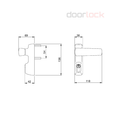 Внешняя нажимная ручка Doorlock V PD700/H1 (с цилиндром)
